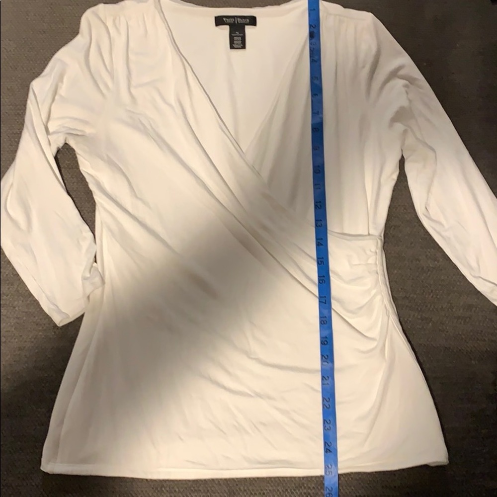Ivory 3/4 sleeve lined wrap top